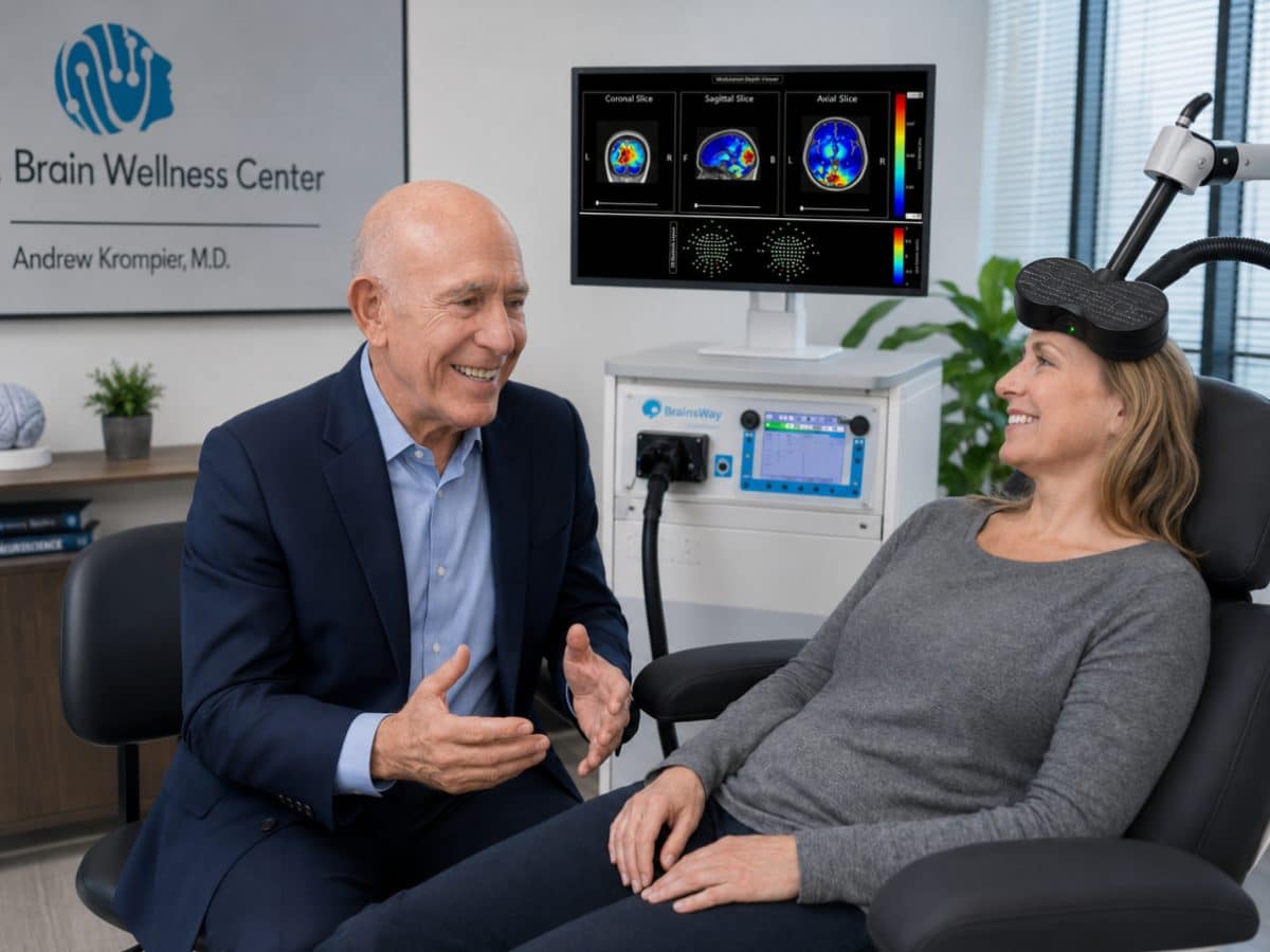 Doctor administering TMS depression treatment at Brain Wellness Center in San Jose